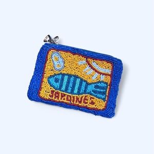 Beaded Fish Zip Pouch - Blue and Yellow Accessory